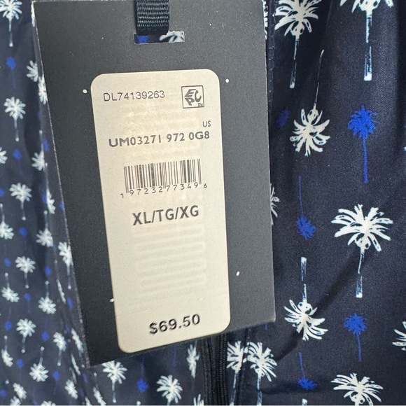 Tommy Hilfiger Regular Fit Blue Palm Tree Print Swim Trunks Size XL - Picture 4 of 6